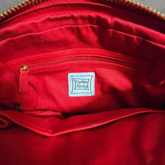 Cynthia Rowley Quilted Red Crossover Handbag With Braided Straps & Gold Hardware - Picture 11 of 15